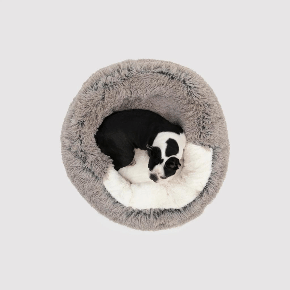 Charlie's Snookie Hooded Pet Bed Faux Fur (Grey)