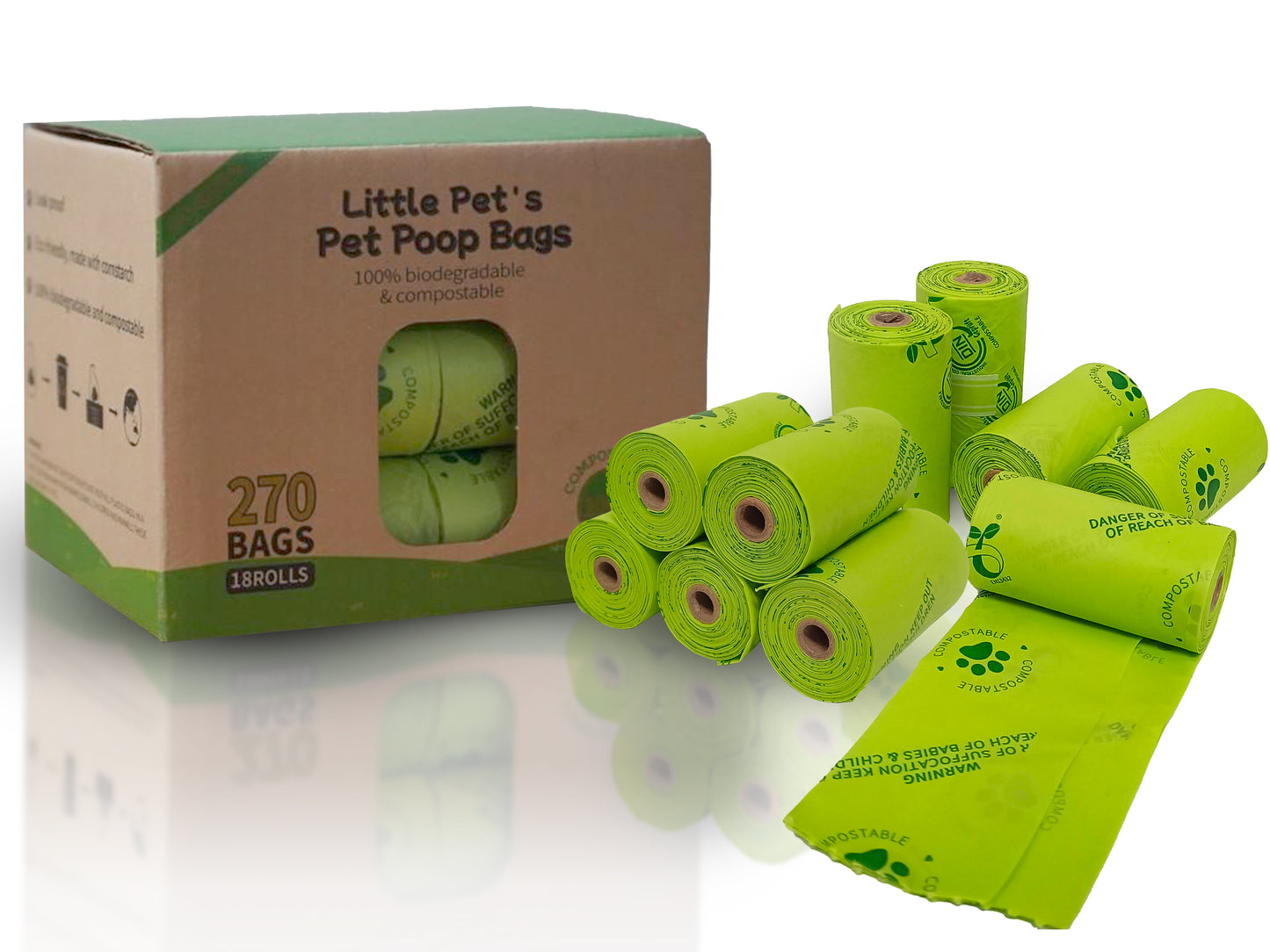 Little Pet World's 18-Roll Dog Poop Bags - Unscented