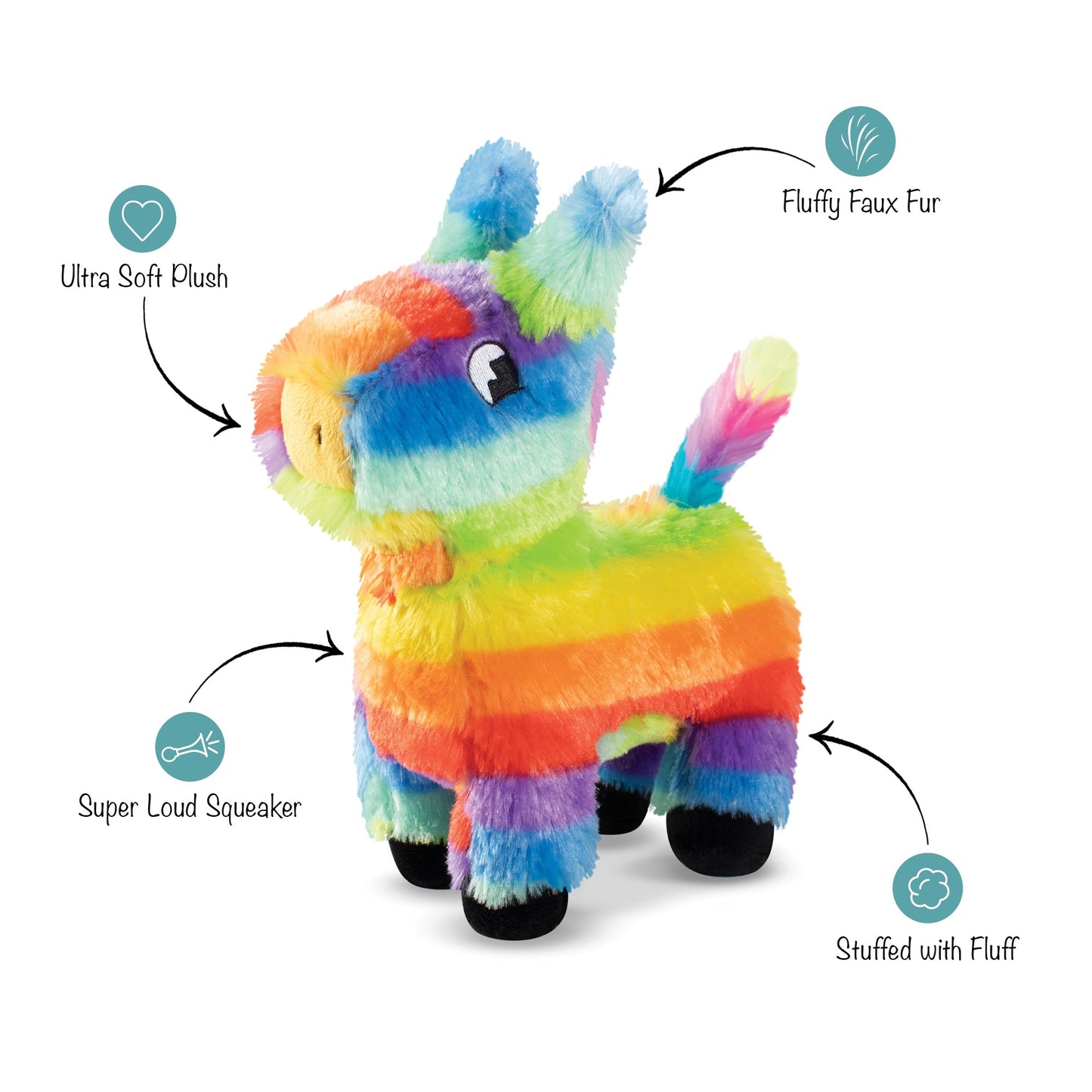 Fringe Studio Rainbow Pinata Party Squeaker Dog Toy