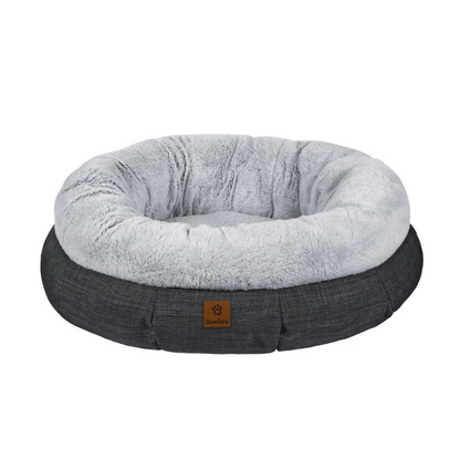 Charlie's Luxury Plush Round Donut Pet Bed (Grey)