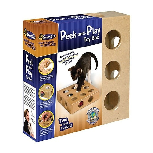 SmartCat Original Peek-And-Play Interactive Cat Toy Box With Bonus Toys