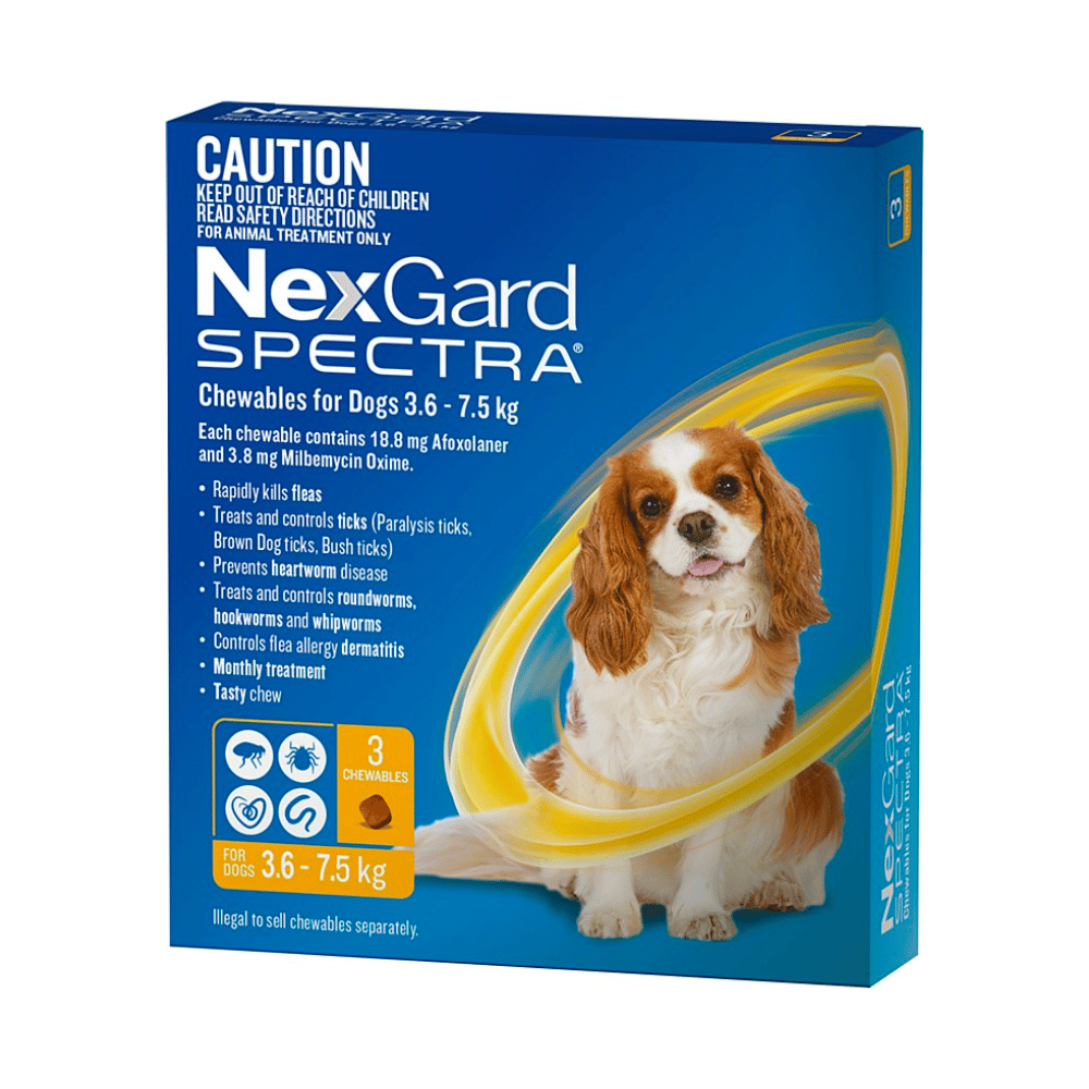 Nexgard Spectra Chews Small Dogs 3 - 6.7kg (Yellow)