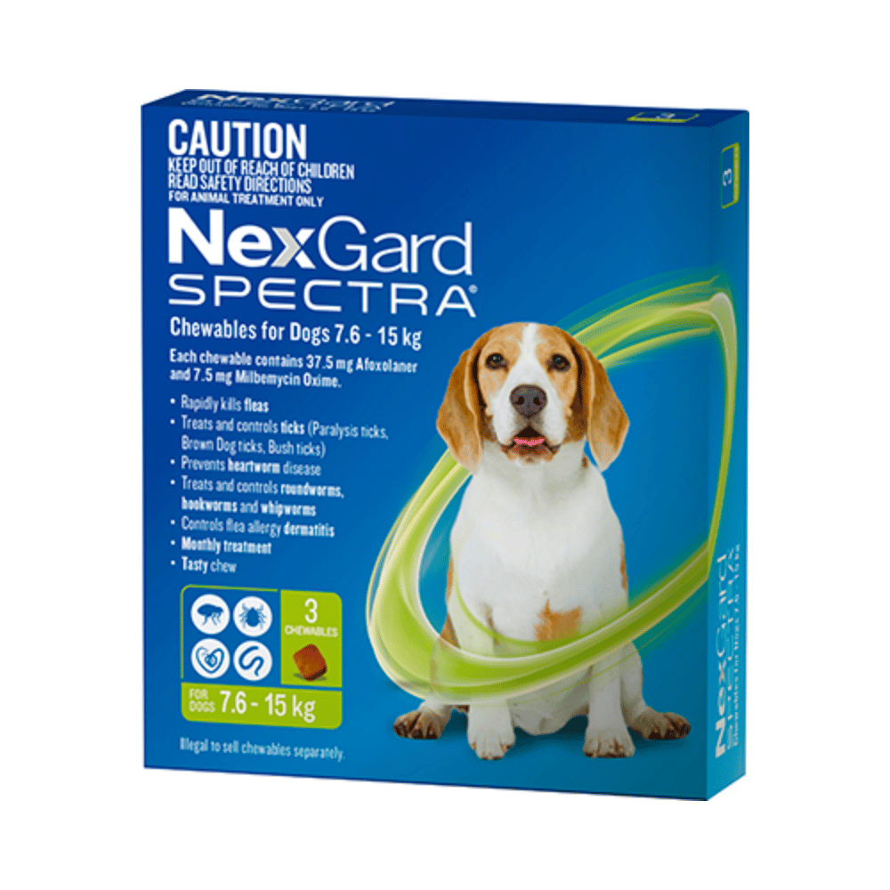 Nexgard Spectra Chews Medium Dogs 7.6 - 15kg (Green)