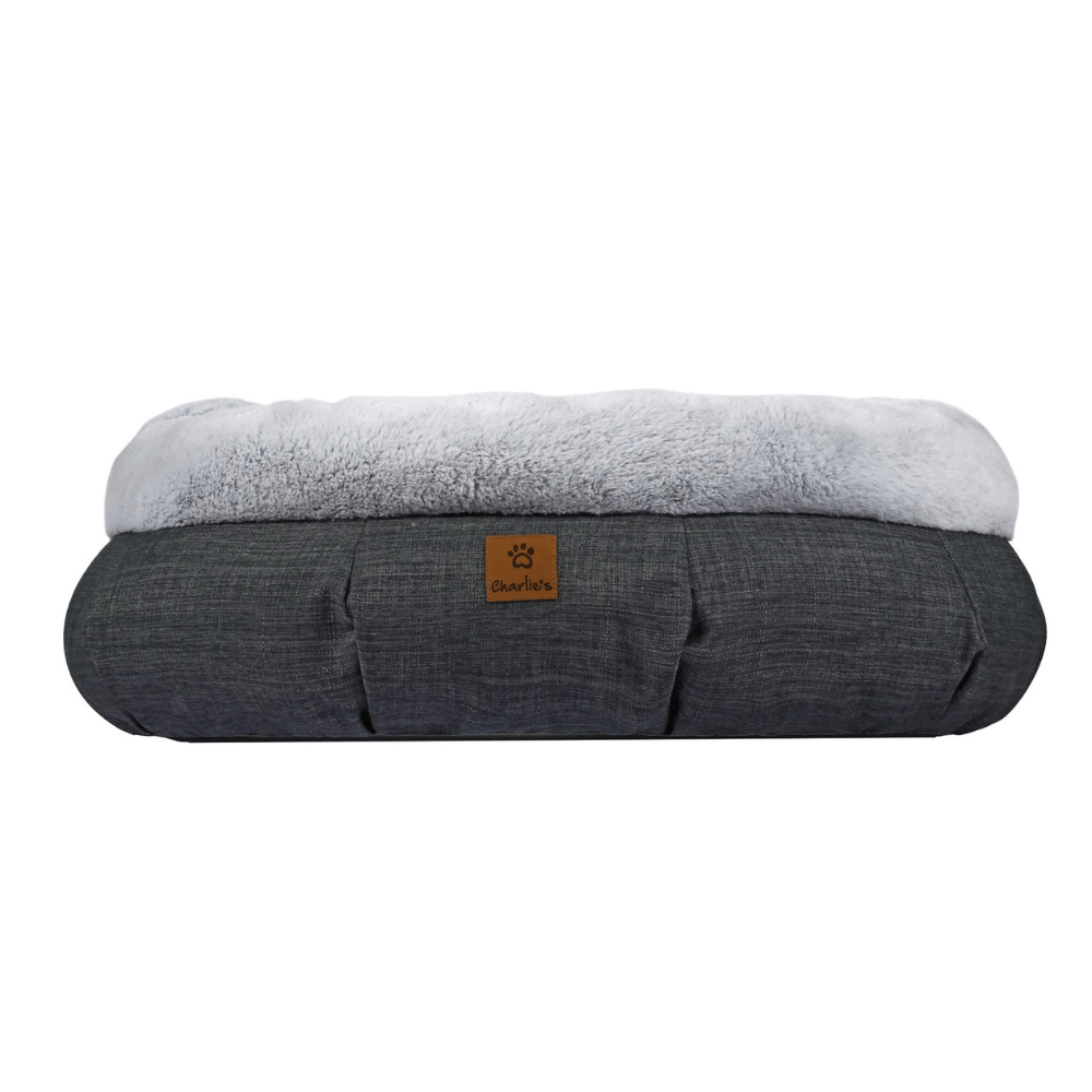 Charlie's Luxury Plush Round Donut Pet Bed (Grey)