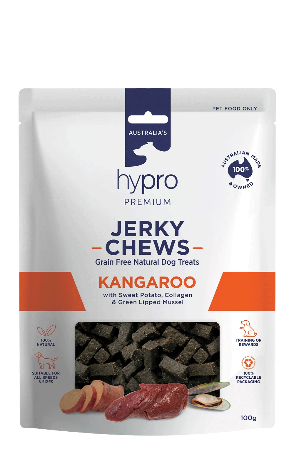 Hypro Premium Jerky Chews Kangaroo 100g