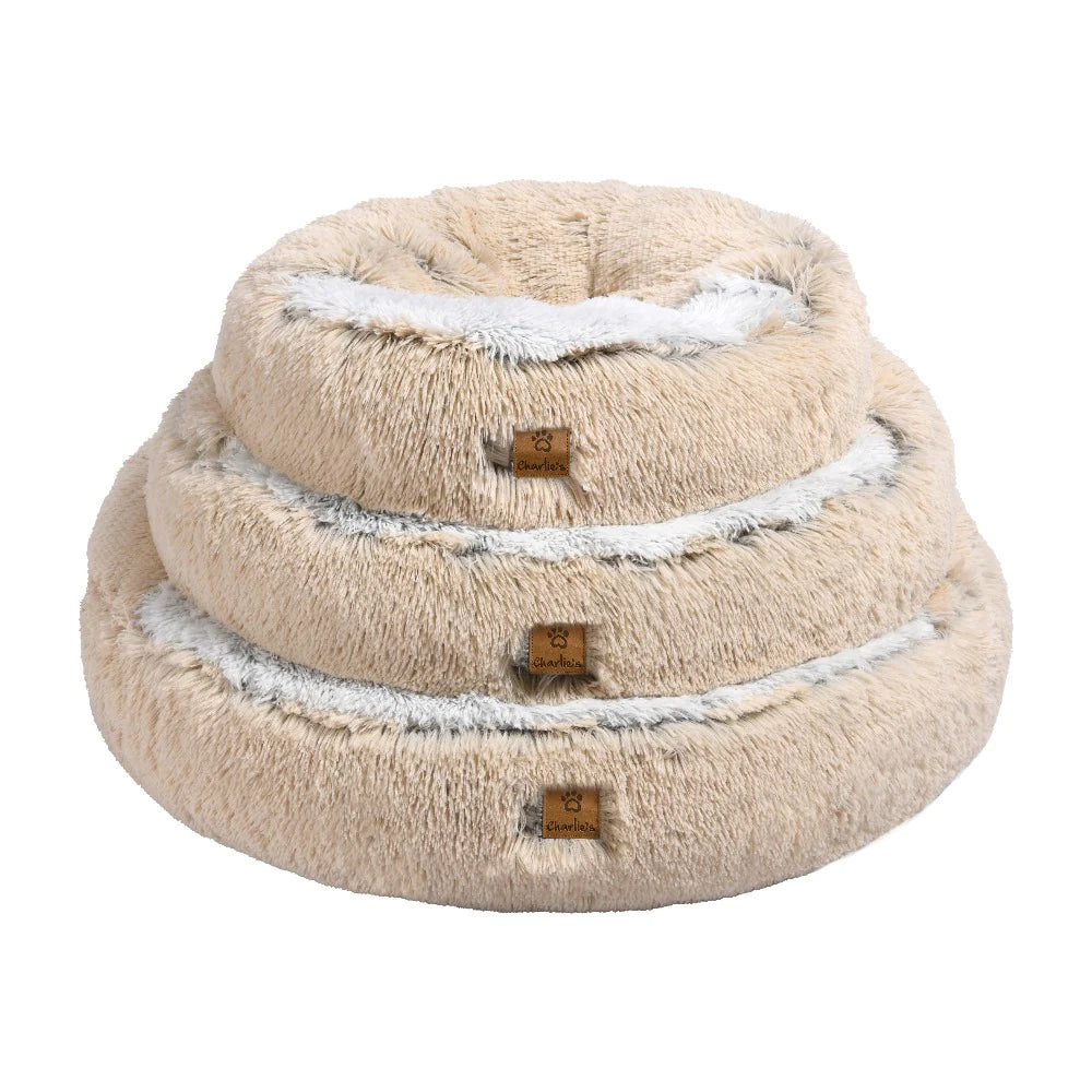 Charlie's Snookie Hooded Pet Bed Faux Fur (Cream)