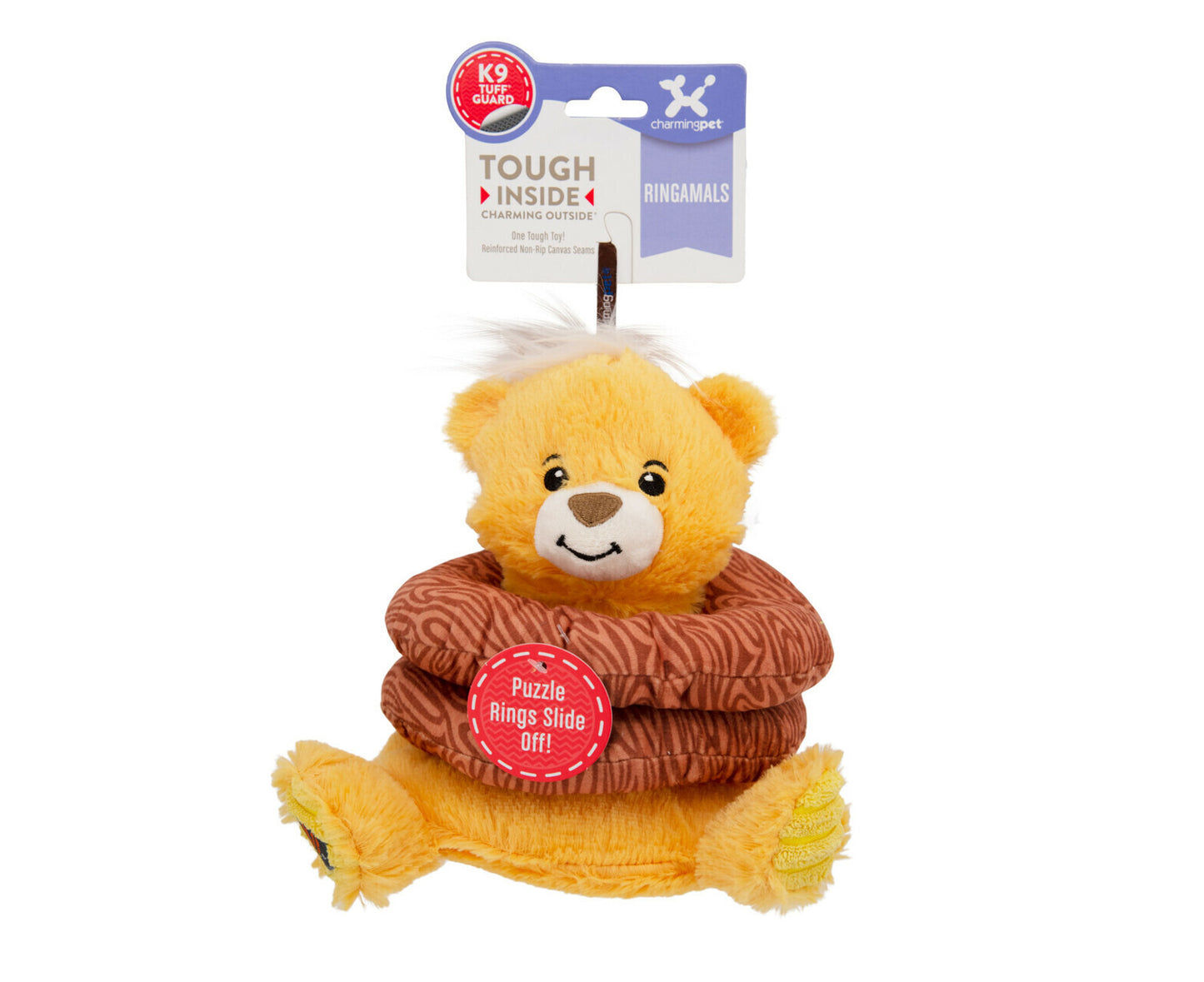 Charming Pet Ringamals Plush Puzzle Dog Toy - Honey Bear