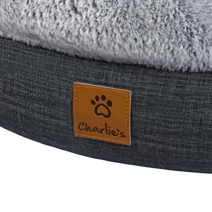 Charlie's Luxury Plush Round Donut Pet Bed (Grey)