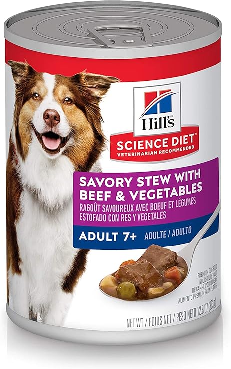 Hill’s Science Diet Wet Food Tins Adult Dog (7+) Savory Stew Beef & Veg 12 x 363g