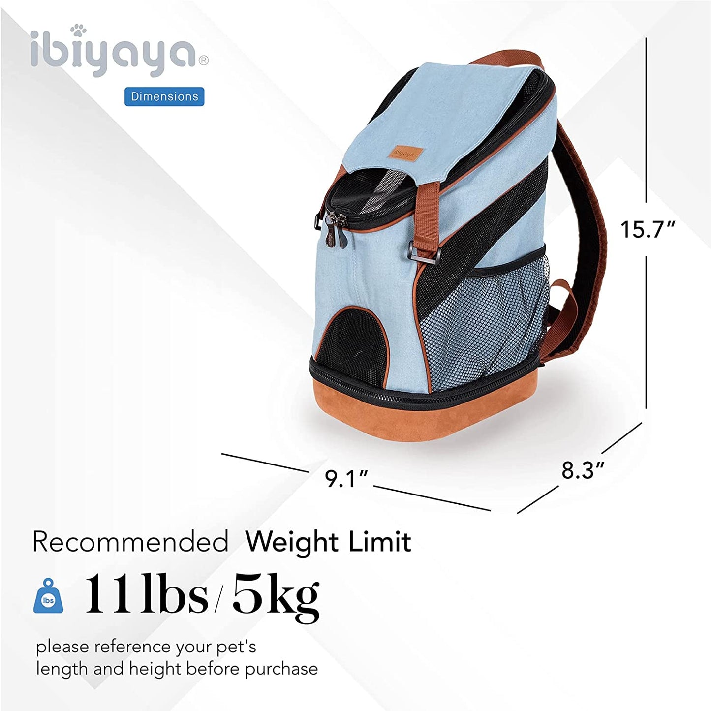 Denim Fun Lightweight Pet Backpack by Ibiyaya - New & Improved