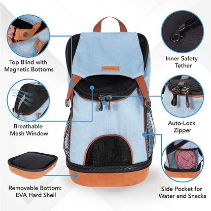 Denim Fun Lightweight Pet Backpack by Ibiyaya - New & Improved