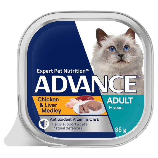 Advance Wet Food Tray Adult Cat Chicken & Liver Medley (7 x 85g)