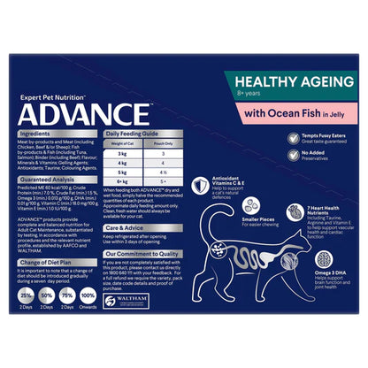 Advance Pouches Adult Cat Healthy Ageing Ocean Fish in Jelly (12 x 85g)