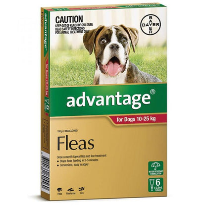 Advantage Fleas Dogs 10kg to 25kg Red