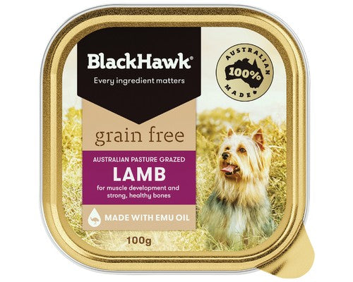 Black Hawk Wet Food Tray Adult Dog GRAIN FREE Lamb (9 x 100gm)
