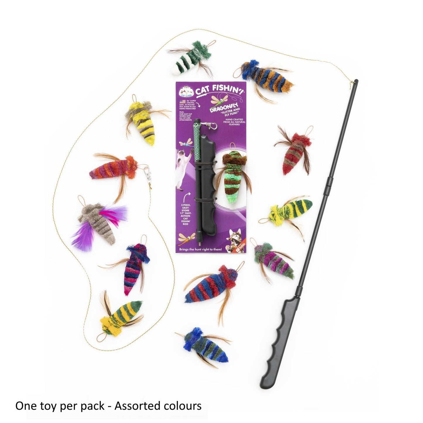 Cat Lures Cat Fishin' Rod Teaser Cat Toy - Dragonfly