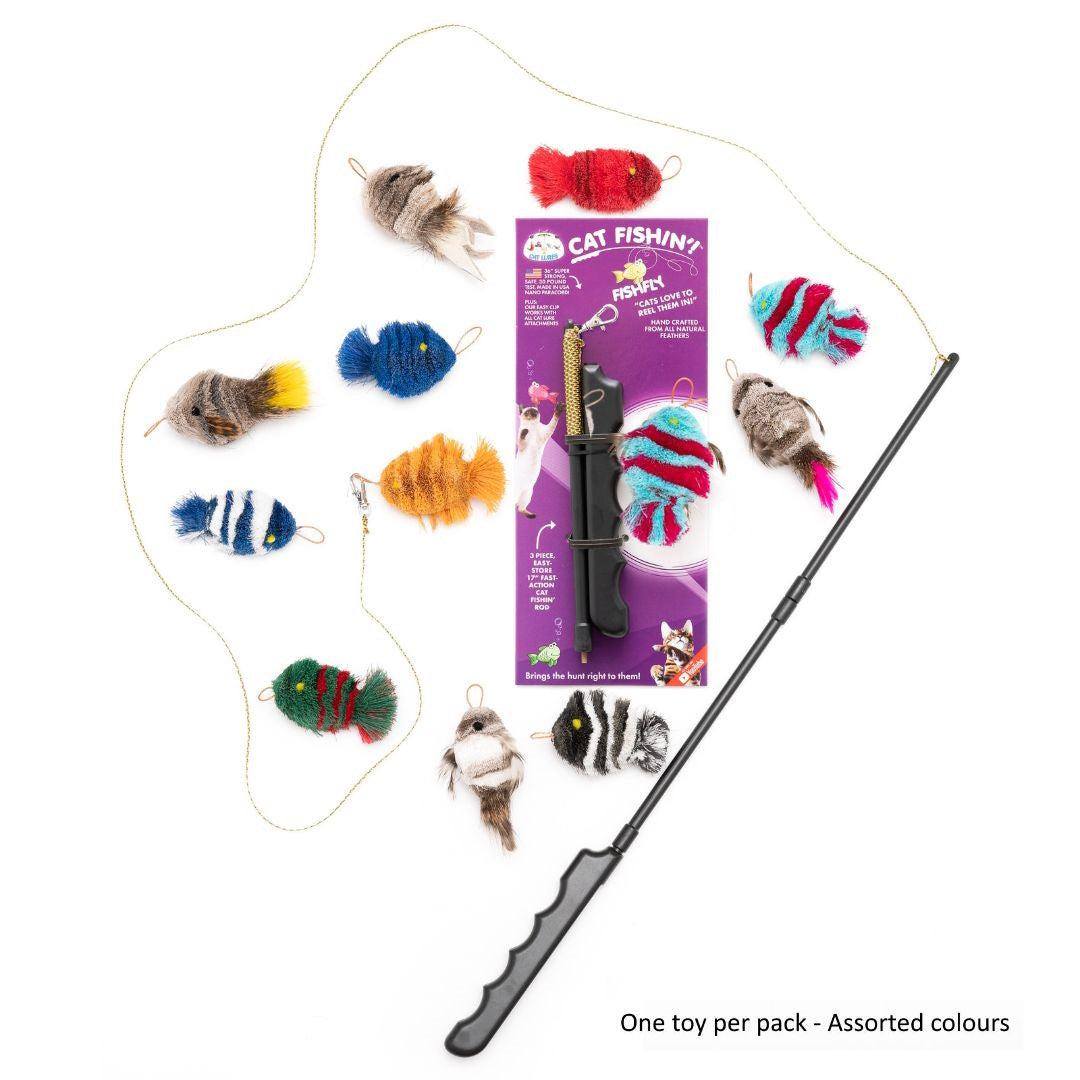 Cat Lures Cat Fishin' Rod Teaser Cat Toy - Fishfly - Zebra Fish