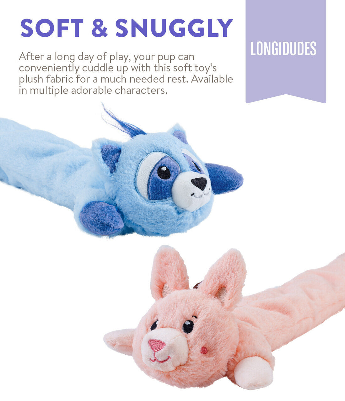 Charming Pet Longidudes Extra Long 75cm Plush Squeaker Dog Toy - Rabbit