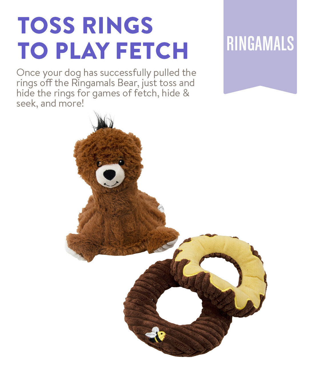 Charming Pet Ringamals Plush Puzzle Dog Toy - Bear