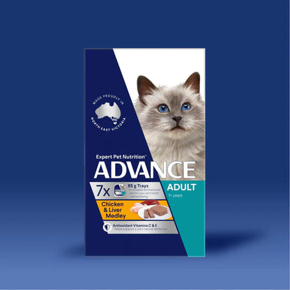 Advance Wet Food Tray Adult Cat Chicken & Liver Medley (7 x 85g)