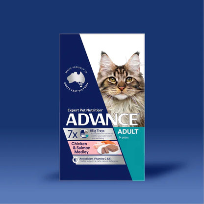 Advance Wet Food Tray Adult Cat Chicken & Salmon Medley (7 x 85g)