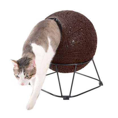 Ibiyaya Zentangle New & Improved Pet Cave Cat Bed with Cushion - Brown