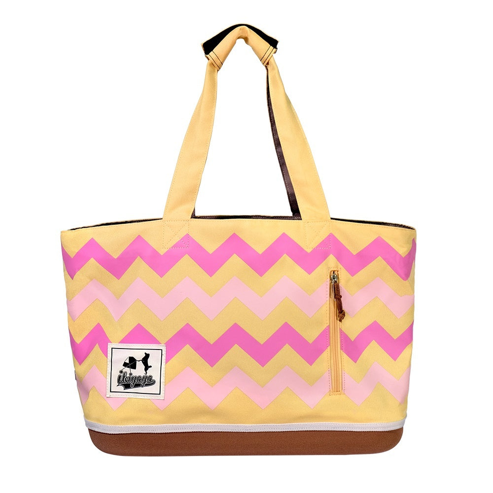 Ibiyaya Canvas Pet Carrier Tote for Cats & Dogs up to 7kg - Yellow & Pink