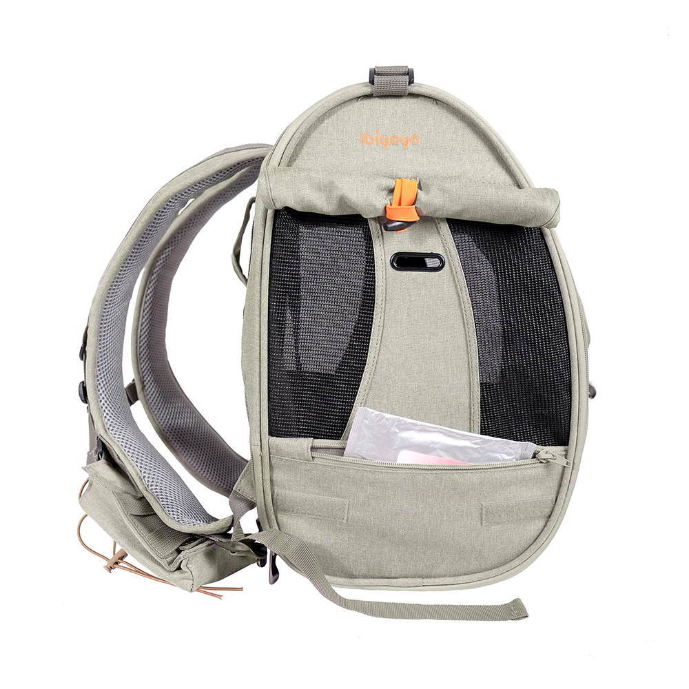 Ibiyaya Adventure Cat & Small Dog Carrier Backpack - Grey-Green