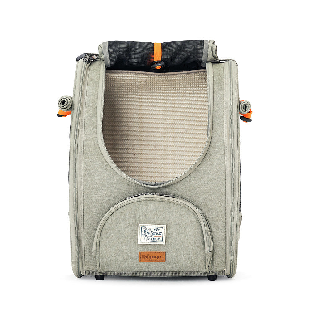 Ibiyaya Adventure Cat & Small Dog Carrier Backpack - Grey-Green