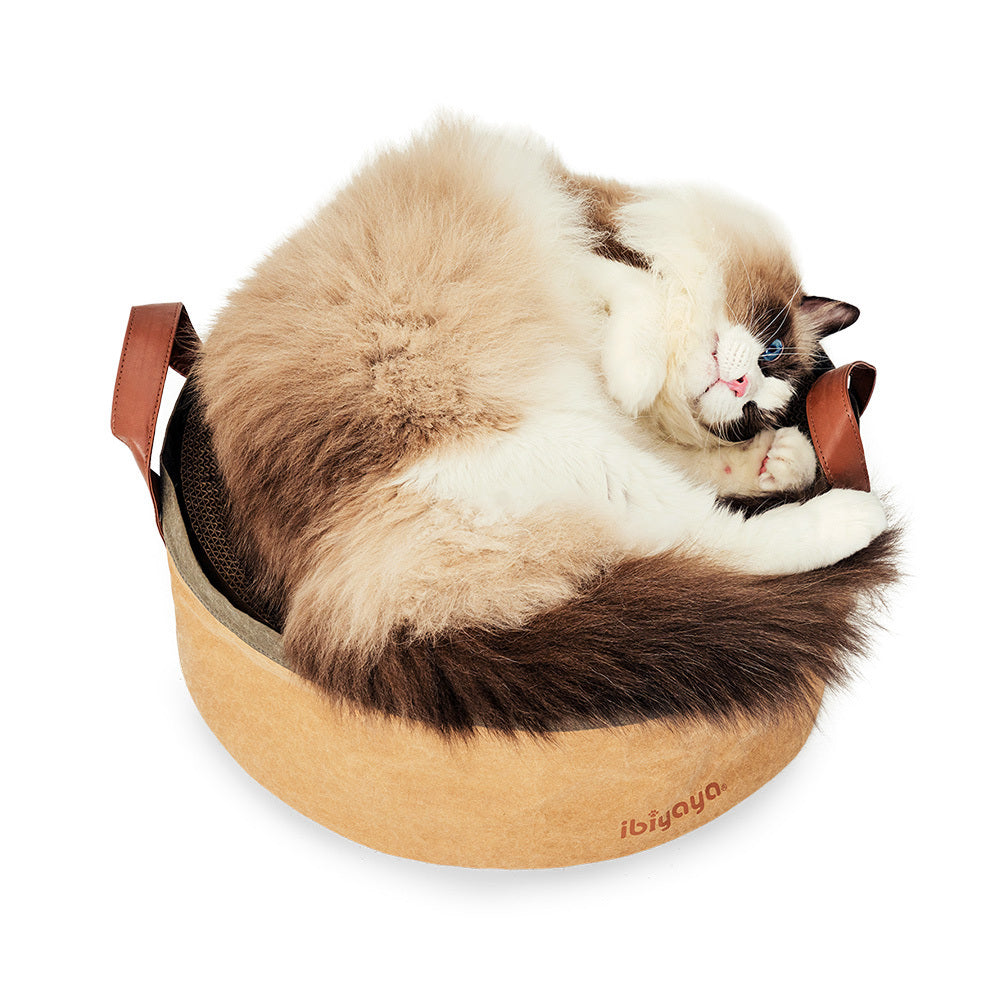 Ibiyaya Sand Dune Round Cat Scratcher with Replaceable Cardboard Insert