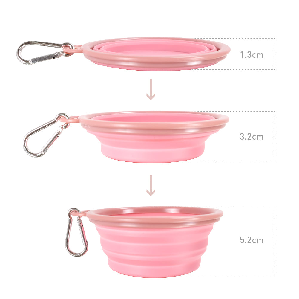 Quick Bite Collapsible Travel Pet Bowl - Pink by Ibiyaya