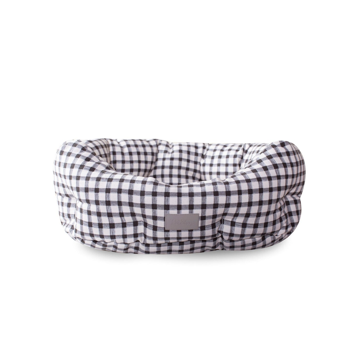 Fringe Studio Round Cuddler Dog Bed Small Black Gingham