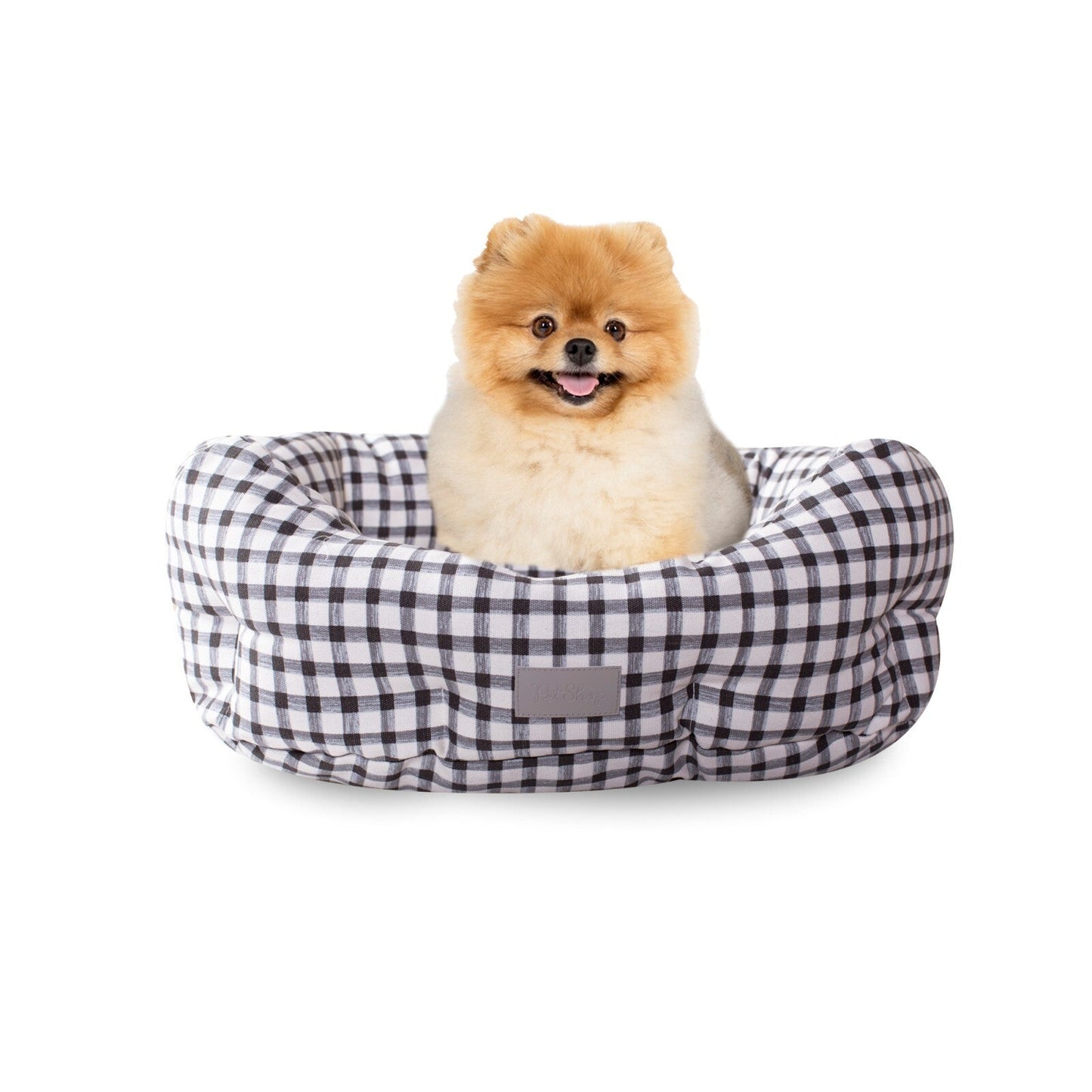 Fringe Studio Round Cuddler Dog Bed Small Black Gingham