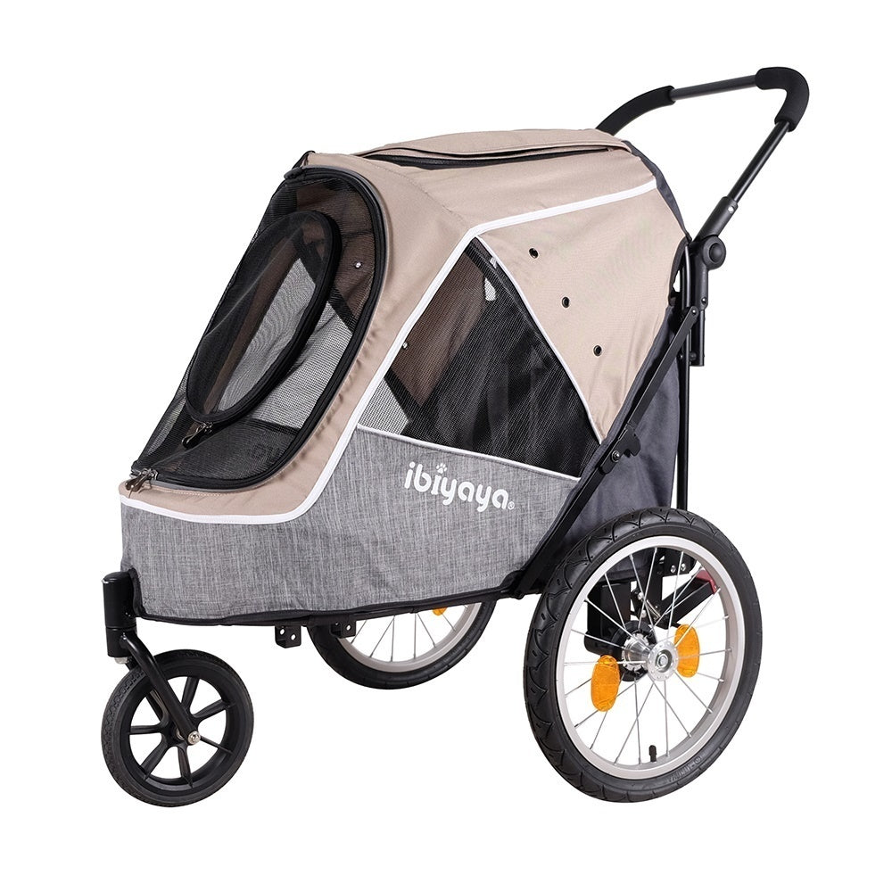 Ibiyaya Happy Pet Trailer/Jogger 2.0 with Bicycle Attachment - Latte