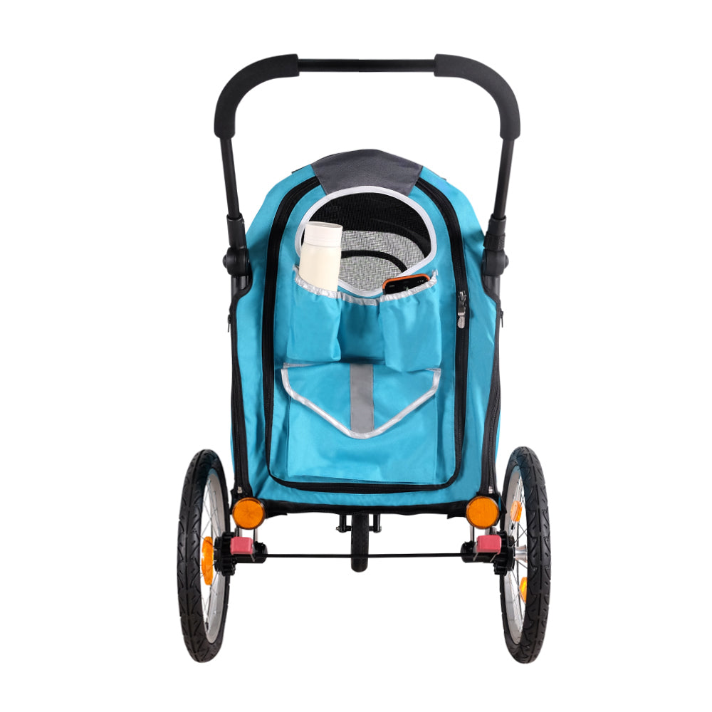 Ibiyaya Happy Pet Trailer/Jogger 2.0 with Bicycle Attachment 2.0 - Blue