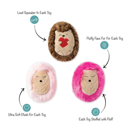 Fringe Studio Hedge-Hugs & Kisses 3-piece Small Dog Toy Set