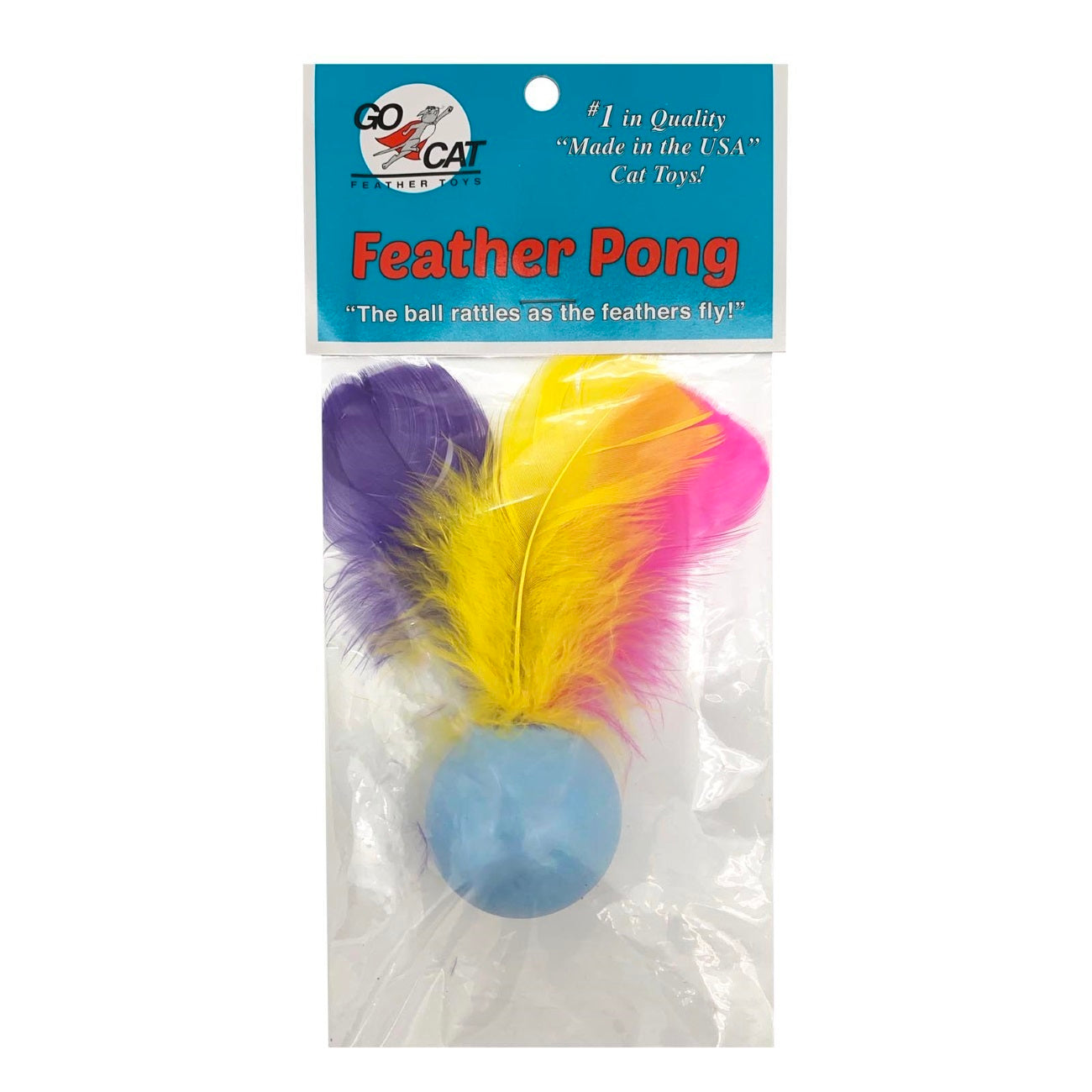 Go Cat Feather Pong Bat Around Plush Feathery Cat Toy