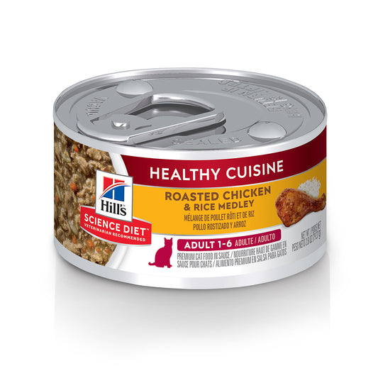 Hill's Science Diet Wet Food Tins Adult Cat Healthy Cuisine Roasted Chicken & Rice Medley (24 x 79g)