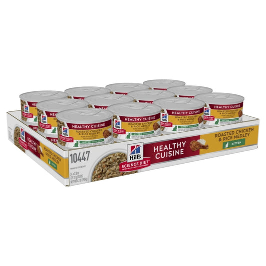 Hill's Science Diet Wet Food Tins Kitten Healthy Cuisine Roasted Chicken & Rice Medley (24 x 79g)