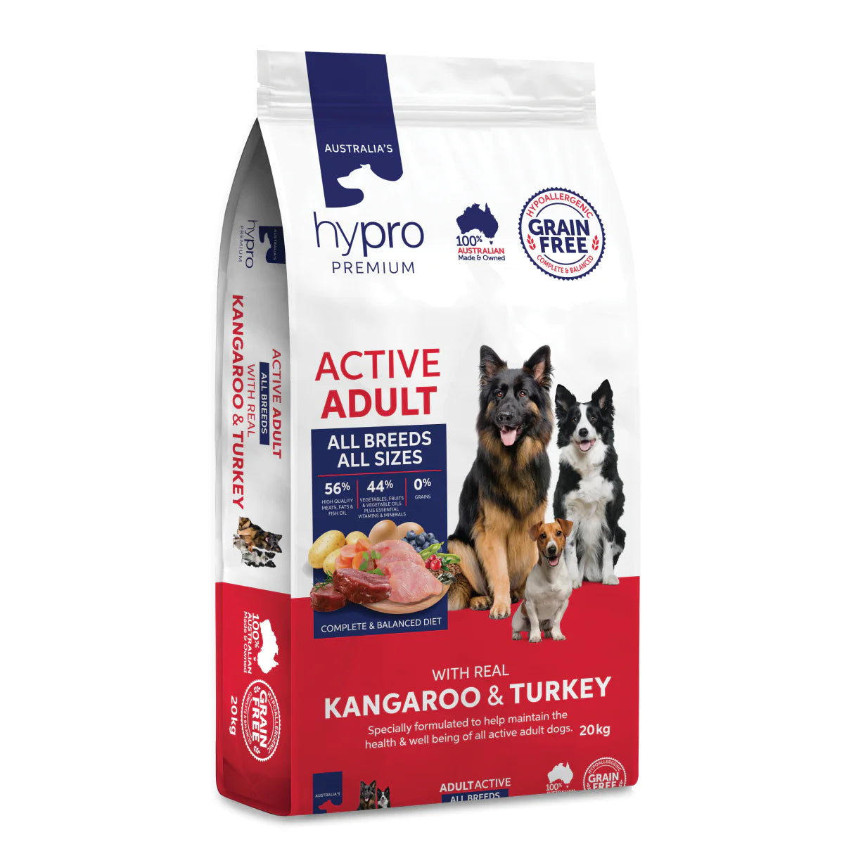 Hypro Premium Active Adult GRAIN FREE Kangaroo & Turkey 20kg