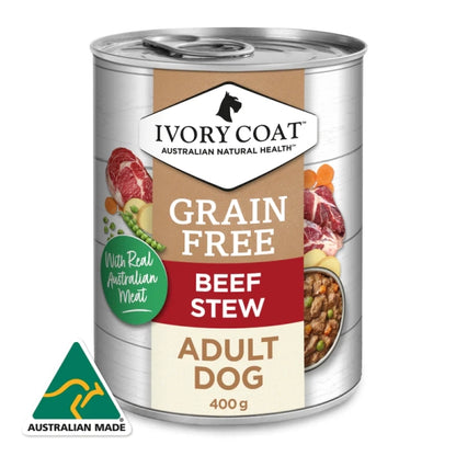 Ivory Coat Wet Food Tins Adult Dog GRAIN FREE Beef Stew 12 x 400g