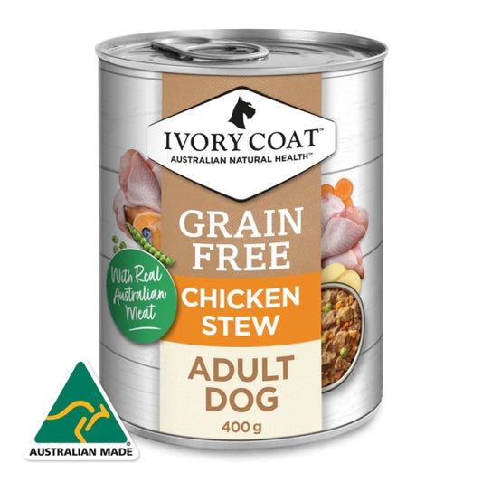 Ivory Coat Wet Food Tins Adult Dog GRAIN FREE Chicken Stew 12 x 400g