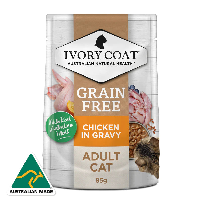 Ivory Coat Pouches Adult Cat GRAIN FREE Chicken in Gravy (12 x 85g)