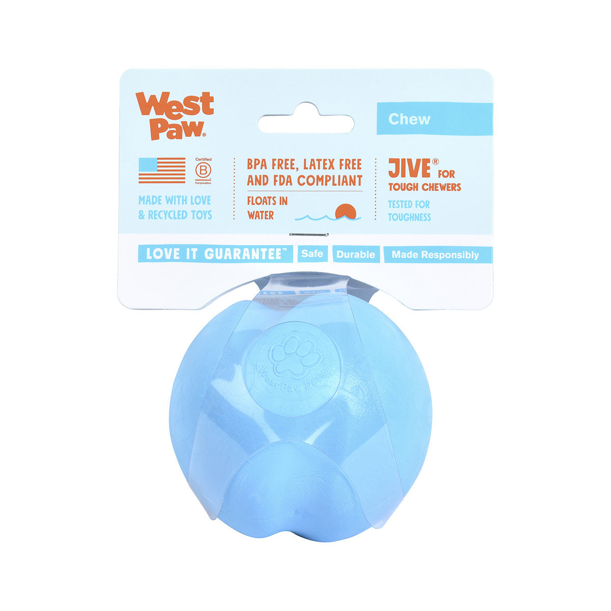 West Paw Jive Zogoflex Fetch Ball Tough Dog Toy