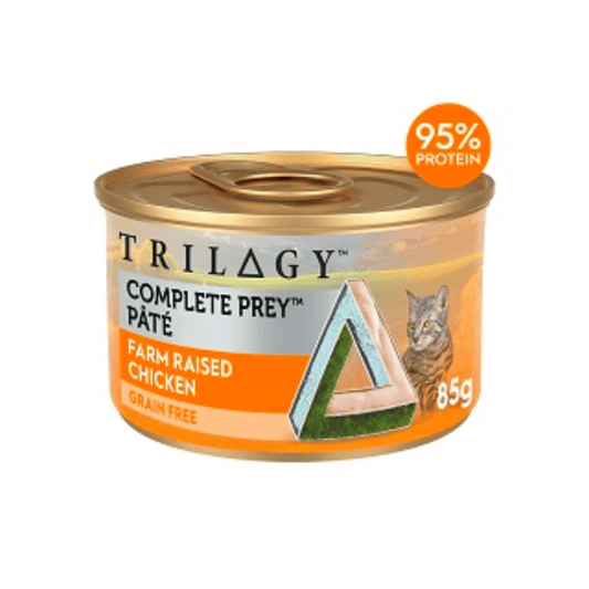 Trilogy Wet Food Tins Adult Cat GRAIN FREE Complete Prey Pate Farm Raised Chicken (24 x 85g)