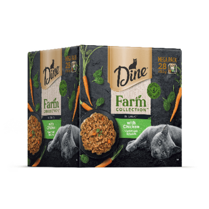 Dine Farm Collection Wet Food Tins Chicken, Carrot and Spinach (Mega Pack 28 x 85g)