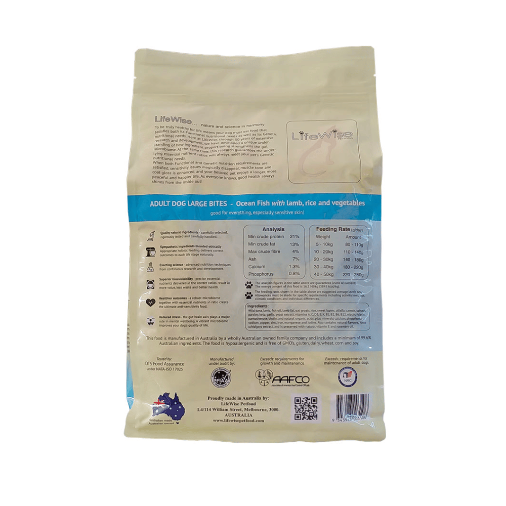 LifeWise Dog Ocean Fish with Rice & Vegetables (Large Size Kibble) - Little Pet World