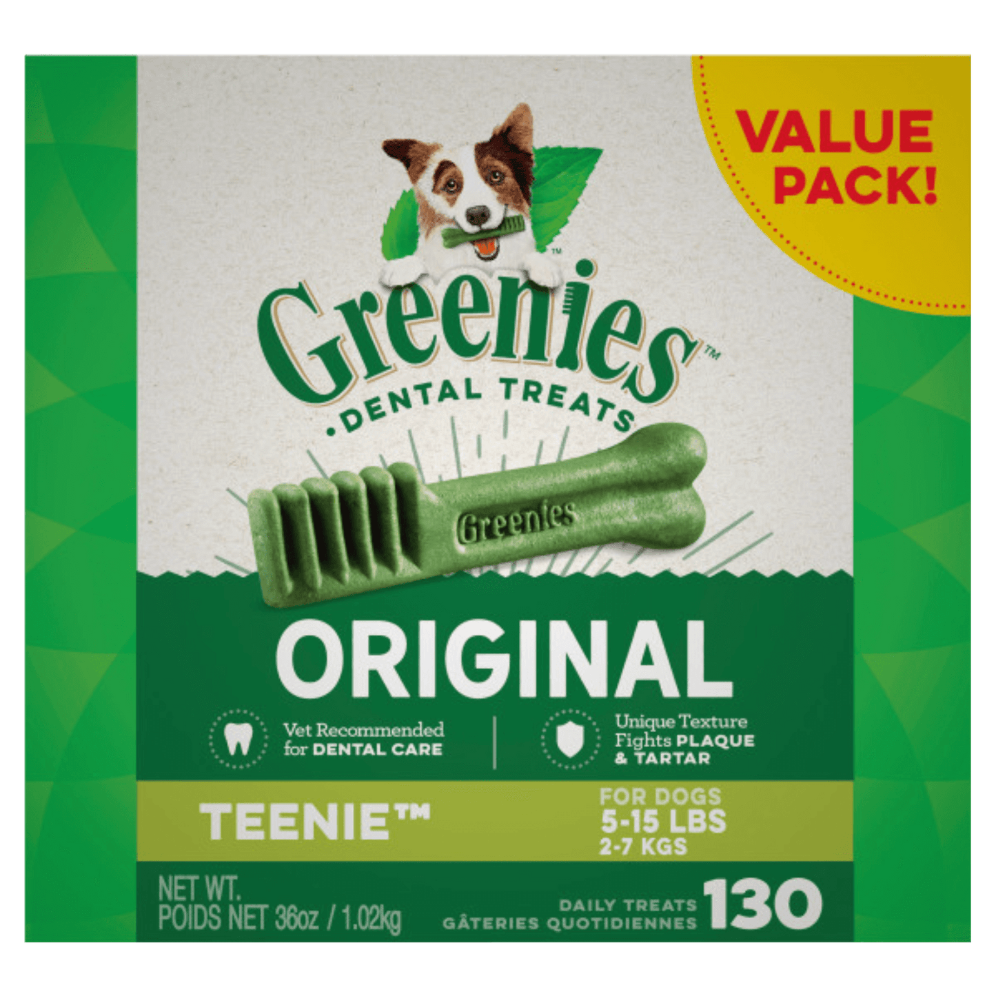 Greenies Dental Dog Treats Original Value Pack Teenie 1.02kg (130 Pack)