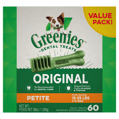 Greenies Dental Dog Treats Original Value Pack Petite 1.02kg (60 Pack)