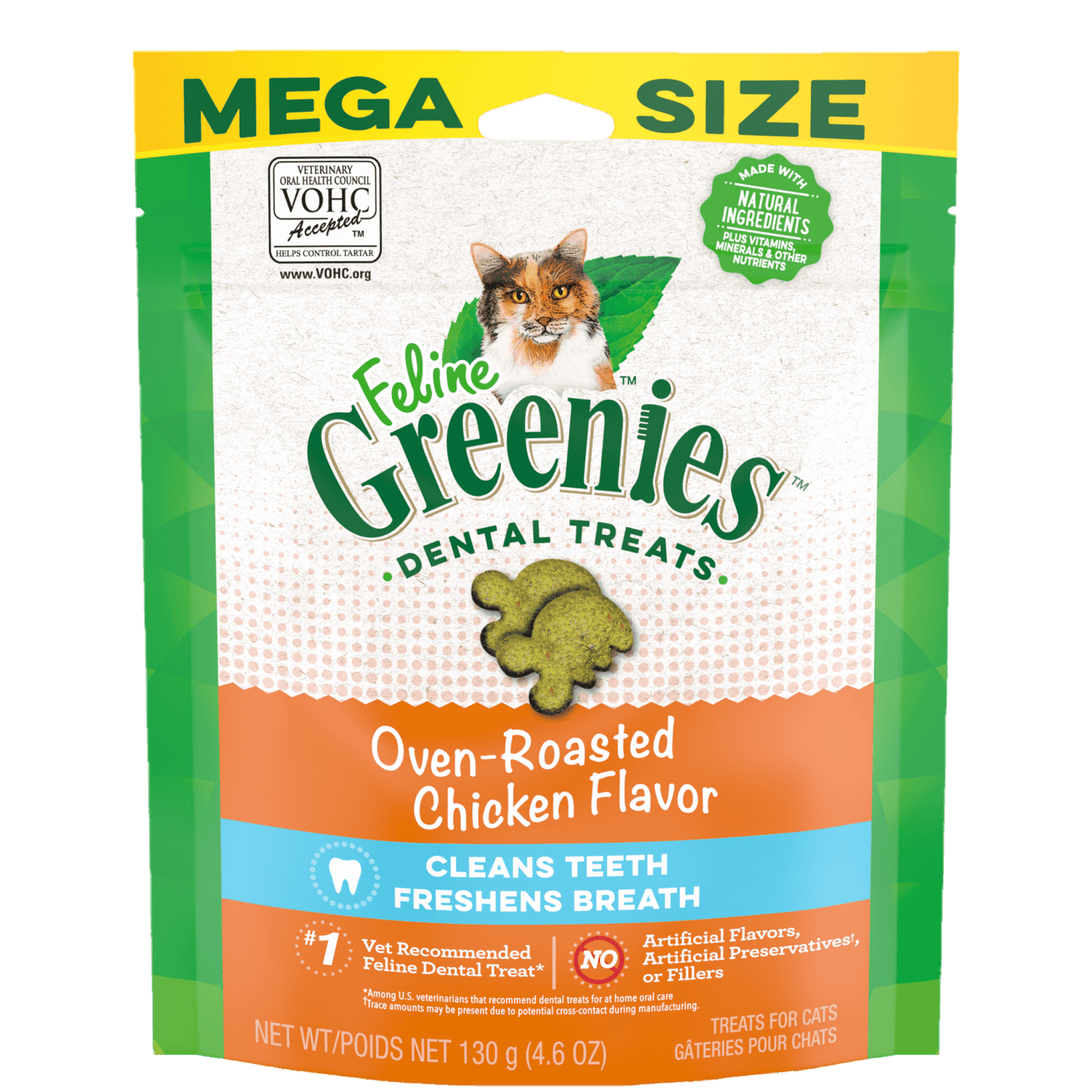 Greenies Dental Cat Treats Oven-Roasted Chicken (Mega 130g)